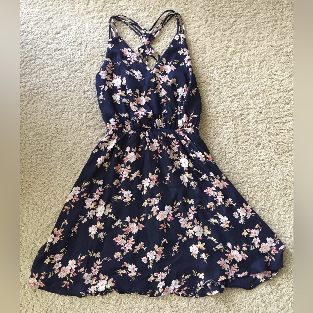 Navy blue floral sundress